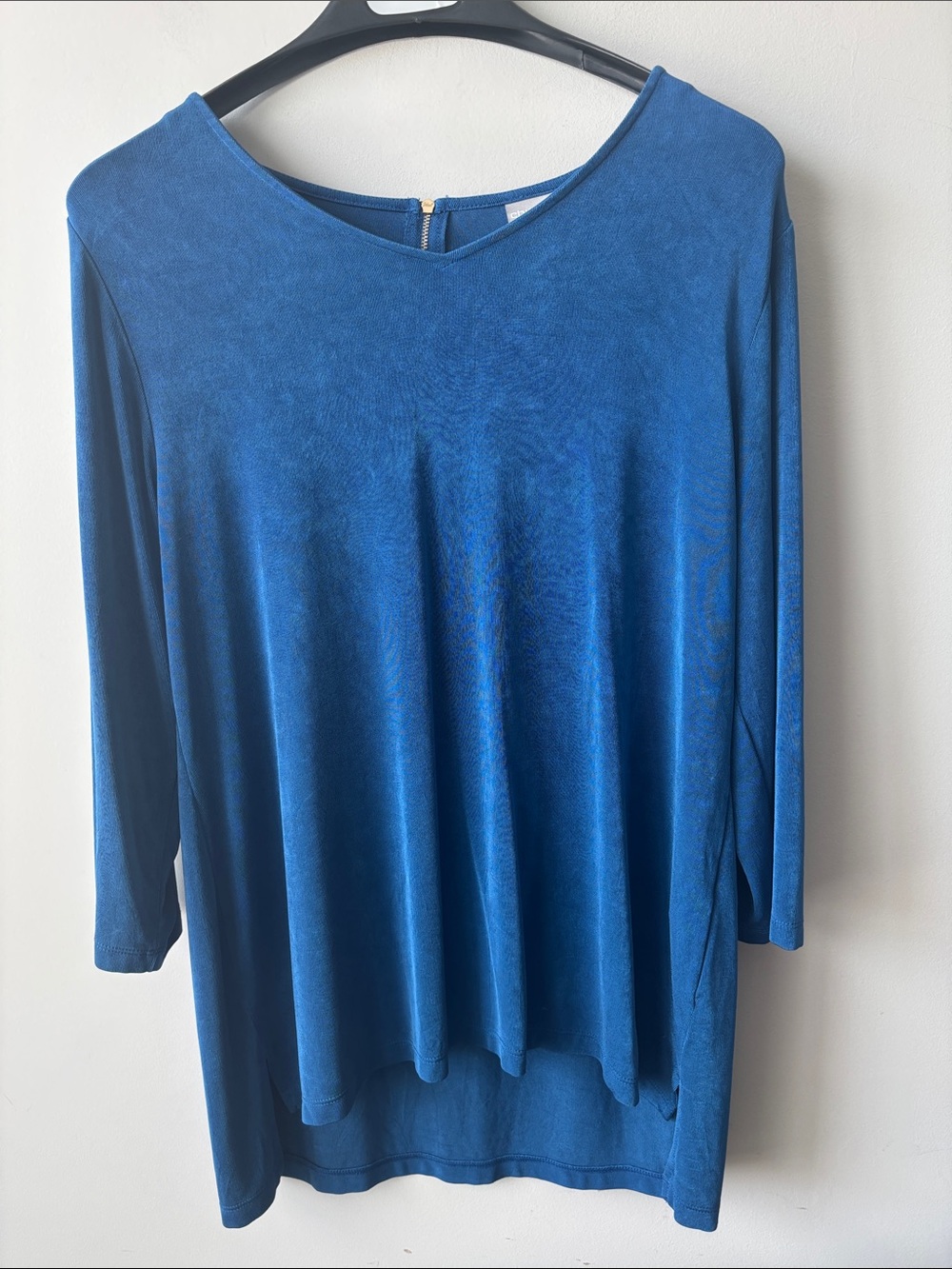 Chico's Deep Blue Long Sleeve Tunic Top size 12/14 or Chico size 2